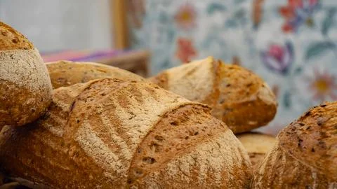 Fresh wheat bread ready to be sold in bakeries Stock Photos