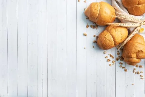 Fresh wheat bread rolls. Rolls for a hot dog or hamburger. White background.. 写真素材