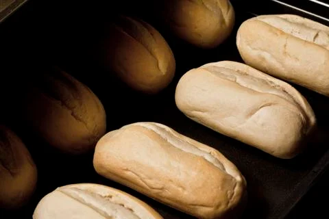 Fresh white buns Stock Photos