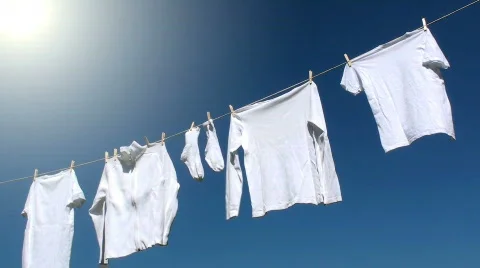 Fresh white laundry with blue sky  库存影片 752610