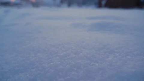 Fresh white snow surface texture close-up in winter at dusk 库存影片 339761665