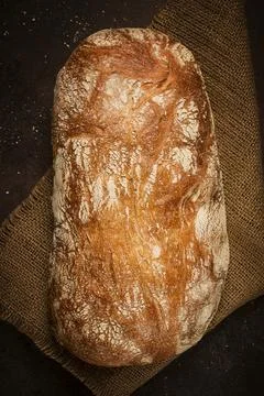Fresh whole grain bread, rye, top view, without people Stock Photos