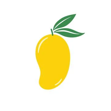 Fresh whole yellow mango. Vector flat illustration isolated on white backgr.. Stock Illustration