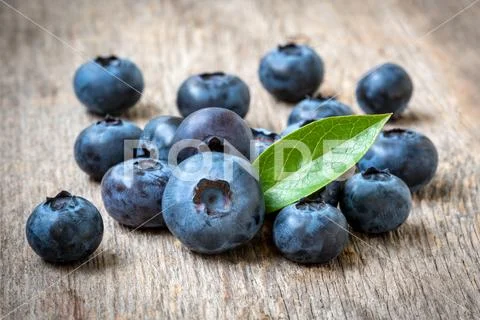 Fresh whortleberry with a green leaf Stock Photos