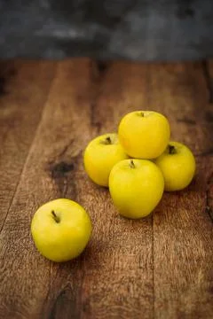Fresh yellow apple shot by BaKhabar Kissan media team Stock Photos