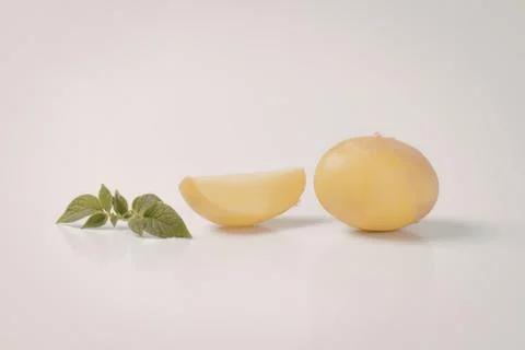Fresh yellow lemon with mint leaf slice Stock Photos