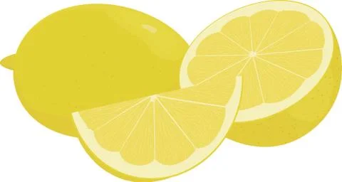 Fresh yellow  lemons, collection of vector illustration Stock Illustration