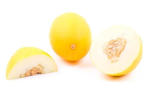 Fresh yellow melon with half Stock Photos