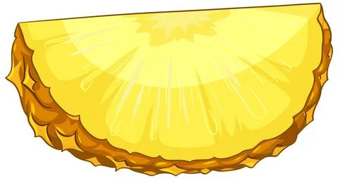 Fresh Yellow Pineapple Slice Vector Illustration on White Background イラスト素材