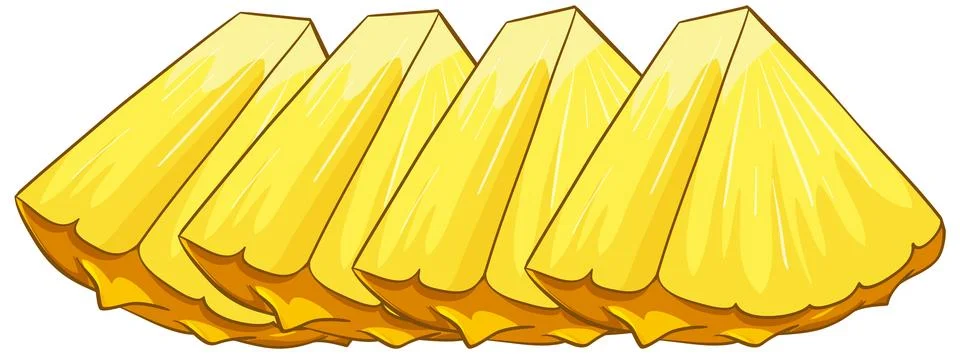 Fresh Yellow Pineapple Slices Vector Illustration on White Background Stockillustratie