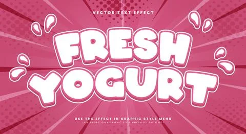 Fresh Yogurt 3d editable text effect template 스톡 일러스트