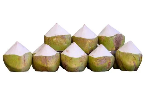 Fresh young coconuts fruit isolated on white background Stock Photos