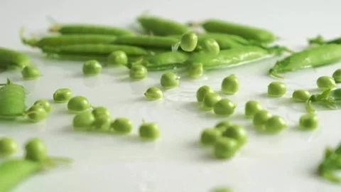 Fresh young peas Stock Footage 136378621