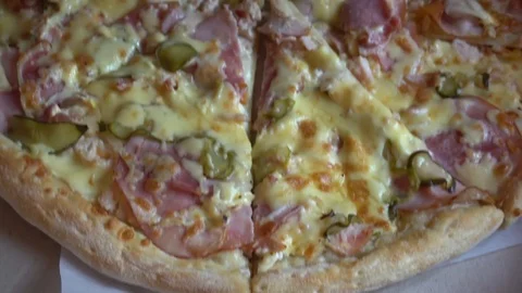 Fresh,delicious pizza ,shooting at close range Stock Footage 76213649