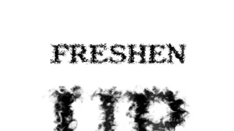 Freshen Up smoke text effect white isolated background Stock Footage 139627470
