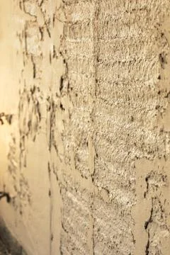 Freshly applied plaster with a machine plastering station Stock Photos