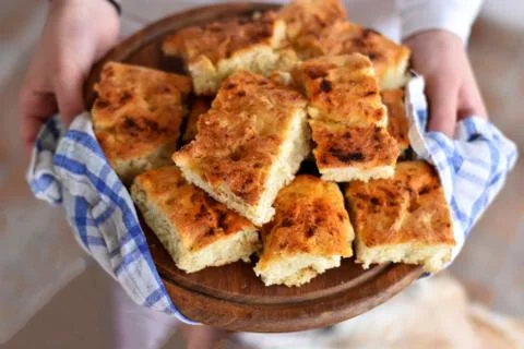 Freshly baked aromatic bread Foto stock