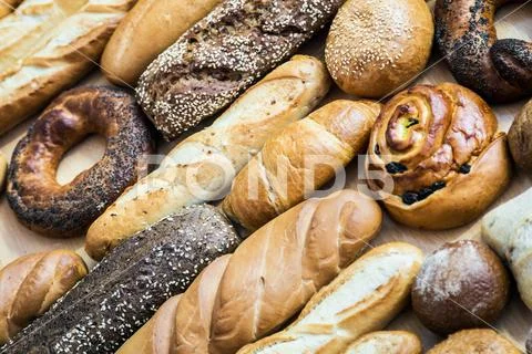 Freshly baked bread and bakery products Stock Photos