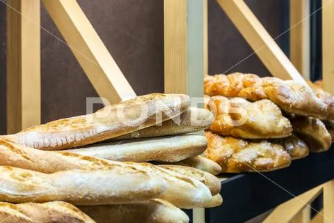 Freshly baked bread and bakery products Stock Photos
