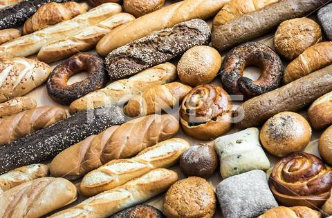Freshly baked bread and bakery products Stock Photos