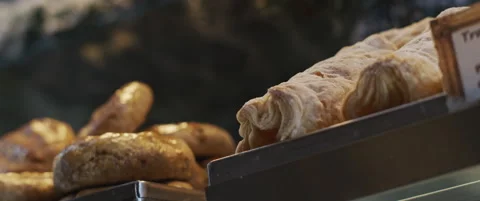 Freshly baked bread and puff pastry Stock Footage 152582969