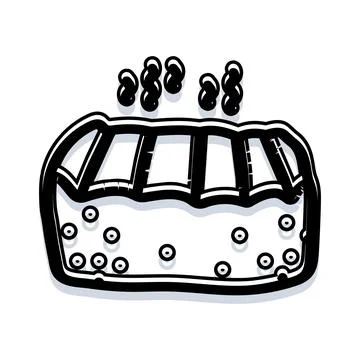 Freshly baked bread loaf doodle black and white Illustrazione stock