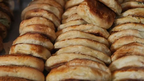 Freshly baked bread at local bakery in the morning Stock Footage 337143611