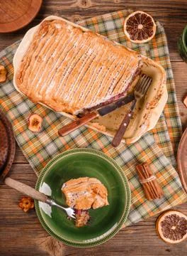 Freshly baked bread pudding Stock Photos