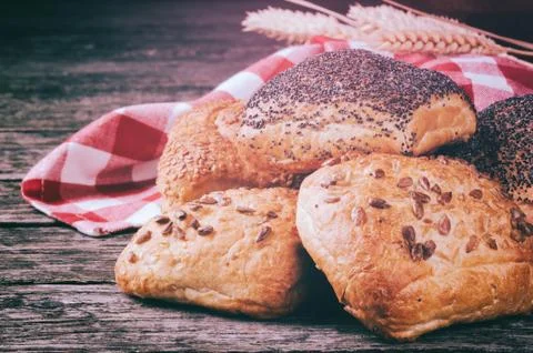 Freshly baked bread rolls Stock Photos
