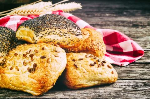 Freshly baked bread rolls Foto stock