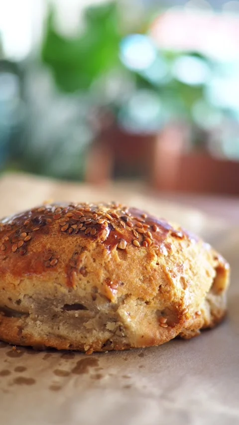 Freshly baked bread on a table in a bakery Stock Footage 336227101
