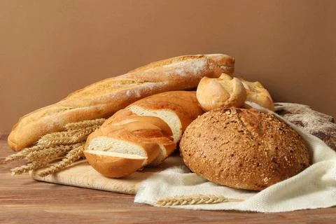 Freshly baked bread on the table. Stock Photos