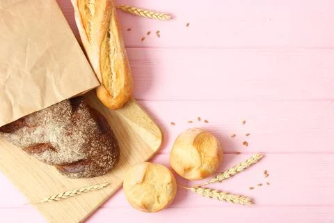 Freshly baked bread on the table. Stock Photos