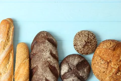 Freshly baked bread on the table. Stock Photos
