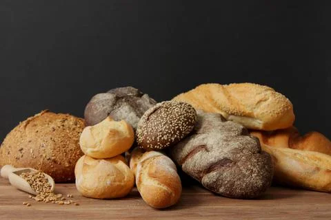 Freshly baked bread on the table. Stock Photos
