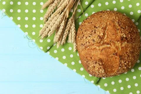 Freshly baked bread on the table. Stock Photos