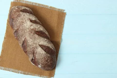 Freshly baked bread on the table. Photos