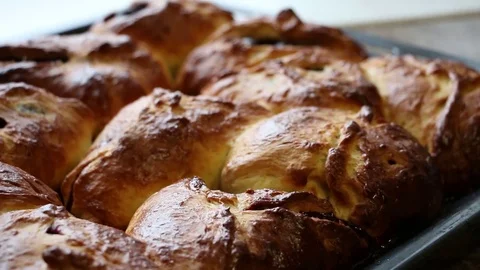 Freshly baked cherry pies. Stock Footage 83457262