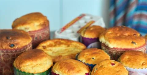Freshly baked Easter cakes on the table Stock Photos