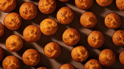 Freshly Baked Muffin Horizontal Background. Stock Illustration