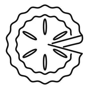 Freshly baked pie with a slice missing line art icon Stock Illustration