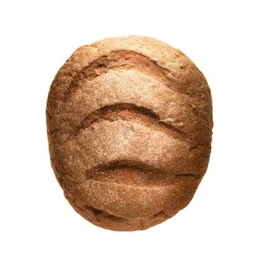 Freshly baked rustic bread sits on a bright white background, perfect for Stock Photos