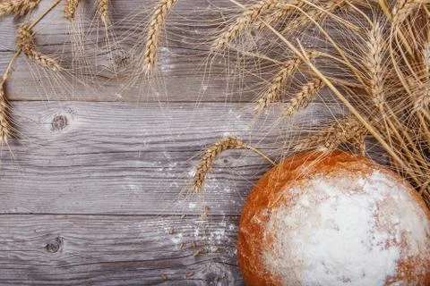 Freshly baked white bread with a crispy golden brown Stock Photos