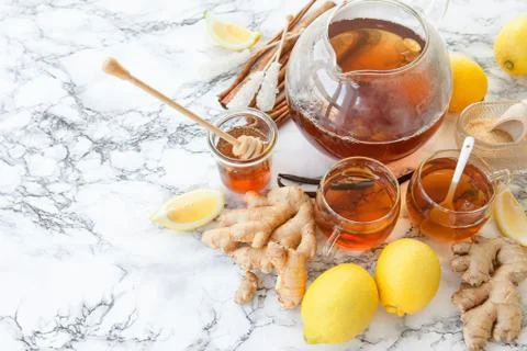 Freshly brewed ginger tea Stock Photos