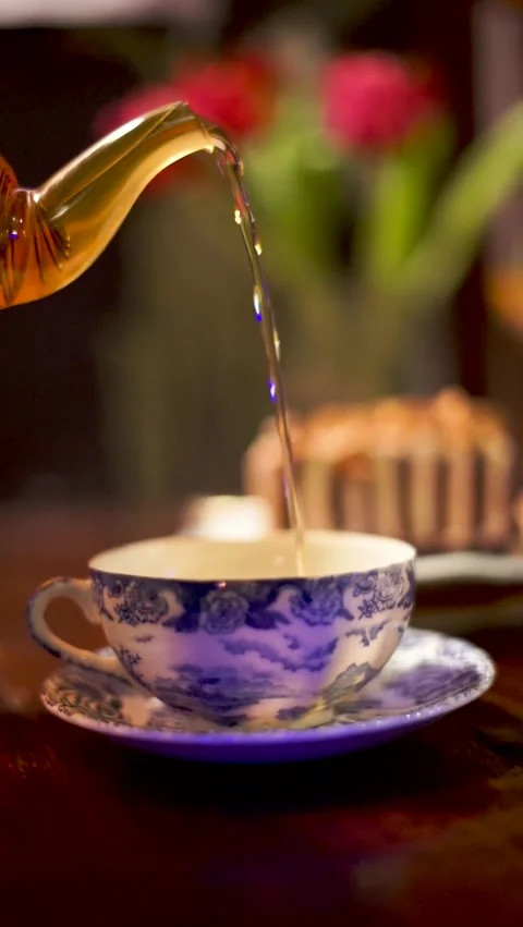 Freshly Brewed Tea: Served in Classic Cup Video stock 343552640