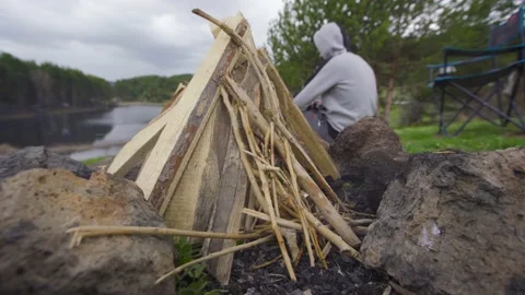 Freshly burning campfire. Stock Footage 198947317