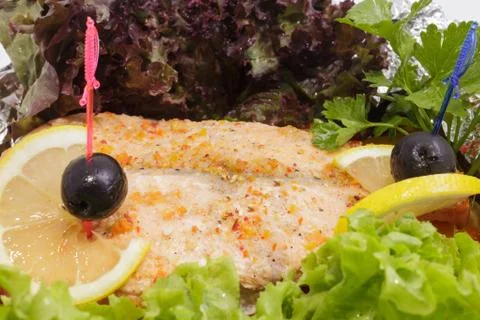 Freshly cooked fish Fotos Stock