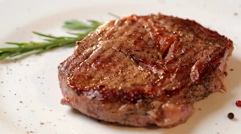 Freshly cooked veal steak Stock Footage 29344387