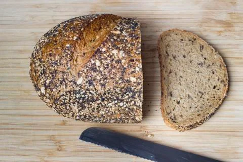 Freshly cut bread Stock Photos