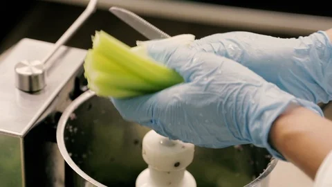 Freshly cut celery Stock Footage 86391498